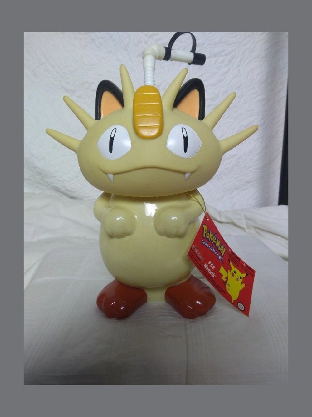 1998 Nintendo Pokemon Meowth 3D Sipper Bottle Cup with Straw NWT Sealed